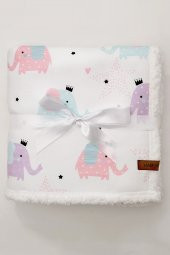 Elephant Fluffy Koyun Tüyü Bebek Battaniyesi 80x100 cm Battaniye - 3