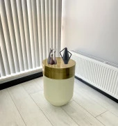 Dekoratif Eskitme Darbuka Beyaz Sehpa 60cm thumbnail 3