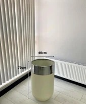 Dekoratif Krom Darbuka Beyaz Saksı 70cm thumbnail 3