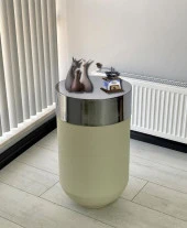 Dekoratif Krom Darbuka Beyaz Sehpa 70cm thumbnail 1