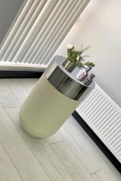 Dekoratif Krom Darbuka Beyaz Sehpa 70cm thumbnail 2