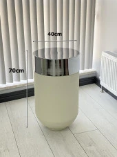 Dekoratif Krom Darbuka Beyaz Sehpa 70cm thumbnail 3