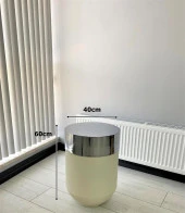 Dekoratif Krom Darbuka Beyaz Sehpa 60cm thumbnail 3