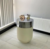 Dekoratif Krom Darbuka Beyaz Sehpa 60cm thumbnail 1