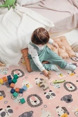 Cute 150x150 cm Bebek Ve Çocuk Halısı Pembe Hayvanlar Somon - 2