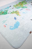 Dünya Haritası 120x160 Cm Oyun Matı Bebek Ve Çocuk Halısı Mavi - 4