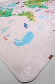 Dünya Haritası 150x150 Cm Oyun Matı Bebek Ve Çocuk Halısı Pembe - 4