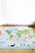 Dünya Haritası 160x200 Cm Oyun Matı Bebek Ve Çocuk Halısı Mavi - 1