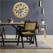 Dev Büyük 80cm Hareketli Çarklı Mekanizmalı Mekanik Salon Yemek Oturma Odası Resepsiyon Duvar Saati thumbnail 3