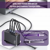 Usams US-CC163 T50 100W QC+PD 4 Port (3Type-C+1USB) GaN Hızlı Şarj Başlığı-Siyah - 4