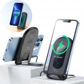 Coofbe Super Şarj 15W Stantlı Katlanabilir Kablosuz Şarj Cihazı Masaüstü Telefon Standı Wireless Kablosuz Şarj - 1