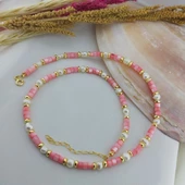 Vaoov 925 Ayar Gümüş Pembe Sedef Taşlı İnci Kolye thumbnail 2