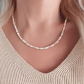 Vaoov 925 Ayar Gümüş Sedef ve Hematit Taşlı Kolye thumbnail 7