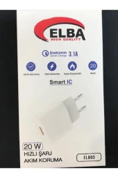 Elba Beyaz 20W USb Şarj Kafa QC4.0(Akıllı Koruma-Hızlı Şarj-Isıya Dayanıklı) - 1