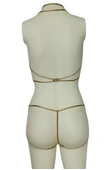 ASM1140 Kadın 2 li Gold Seviyore Bralet Sortlu Takım - 3