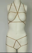 ASM1140 Kadın 2 li Gold Seviyore Bralet Sortlu Takım - 4