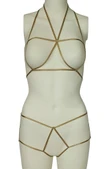 ASM1140 Kadın 2 li Gold Seviyore Bralet Sortlu Takım - 1
