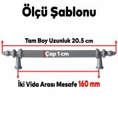 Çekmece Banyo Mutfak Dolap Kapak Kulpu Kulbu 160 mm Gri Sert Plastik Kulp - 5