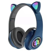 Kedi Kulak Rgb Led Işıklı Kablosuz Bluetooth Kulaklık Mikronlu Hafıza Kartı Girişli Kedi Kulaklık - 5