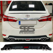 Toyota Corolla 2013-2018 Difüzör Arka Tampon Eki 4 Egzoz Çıkışlı Siyah Tip - 1