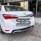 Toyota Corolla 2013-2018 Difüzör Arka Tampon Eki 4 Egzoz Çıkışlı Gri Reflektörlü - 1