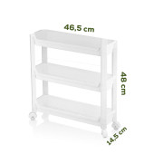 Porsima RAFTY-65-1 Tekerlekli 3 Katlı Düzenleyici - 46,5 x 14,5 x 48 cm Hareketli Raf - Beyaz - 3
