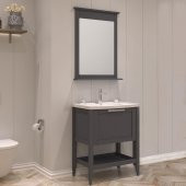 Orka Bastle 65 cm Mat Antrasit Banyo Dolabı Alt Modül ve Lavabo - 2