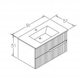 Orka Moonlight 90 cm Mat Gri Banyo Dolabı Alt Modül ve Lavabo thumbnail 3