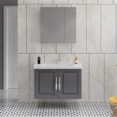 Denko Royal 90cm MDF Antrasit Gri Banyo Dolabı Alt Modül, Lavabo - 2