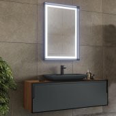 Orka Craft 120 cm Ceviz-Antrasit Banyo Dolabı Alt Modül ve Lavabo - 3