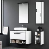 Orka Knidos 90 cm MDF Beyaz Banyo Dolabı Takımı ve Boy Dolabı thumbnail 1