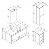 Orka Knidos 90 cm MDF Beyaz Banyo Dolabı Takımı ve Boy Dolabı thumbnail 3