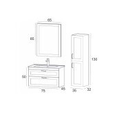 Denko Beyoğlu 75 cm MDF Mat Lacivert Banyo Dolabı Takımı ve Boy Dolabı - 3