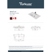 Turkuaz Seramik Cerastyle Blue Serisi 80 x 47 Cm Etajerli Lavabo - 6