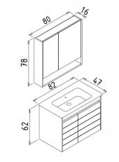 Orka Ricato 80 cm MorganaKiraz Banyo Dolabı Alt Modül, Lavabo thumbnail 3