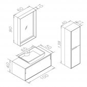 Orka Craft 100 cm Meşe-Antrasit Banyo Dolabı ve Boy Dolabı Takımı thumbnail 3