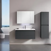 Orka Likya 80 cm Antrasit Banyo Dolabı Takımı ve Boy Dolabı - 1