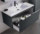 Orka Likya 100 cm Antrasit Banyo Dolabı Takımı ve Boy Dolabı - 2