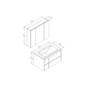 Orka Likya 80 cm Antrasit Banyo Dolabı Takımı ve Boy Dolabı - 5