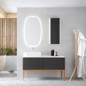 Denko Selanik 130 cm MDF Füme Banyo Dolabı Takımı ve Boy Dolabı - 1