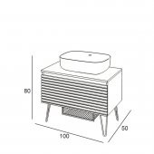 Denko Taylan 100 cm MDF Siyah Banyo Dolabı Alt Modül ve Lavabo thumbnail 1