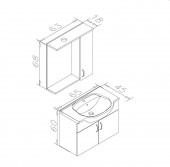 Orka Duru 65 cm Asma MDF Freze Siyah Banyo Dolabı Takımı thumbnail 3