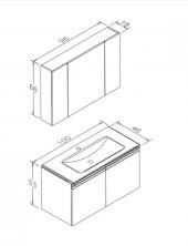 Orka Terme 100 cm MDF Kaşmir Banyo Dolabı Takımı - 3