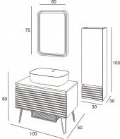 Denko Taylan 100 cm MDF Siyah Banyo Dolabı Takımı ve Boy Dolabı - 1