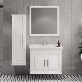 Denko Albatros 80 cm MDF Beyaz Banyo Dolabı Takımı ve Boy Dolabı thumbnail 1