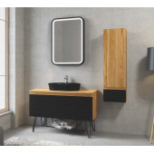 Denko Taylan 100 cm MDF Siyah Banyo Dolabı Takımı ve Boy Dolabı - 2