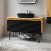 Denko Taylan 100 cm MDF Siyah Banyo Dolabı Takımı ve Boy Dolabı - 3