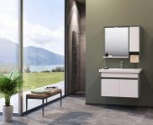 Orka Aydos 85 cm Retro Gümüş/Beyaz Banyo Dolabı Takımı thumbnail 1