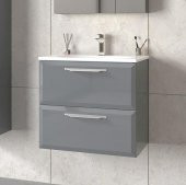 Orka Nuvola 65 cm Parlak Gri Banyo Dolabı Takımı ve Boy Dolabı thumbnail 2