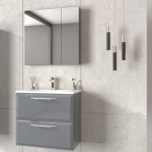 Orka Nuvola 65 cm MDF Parlak Gri Banyo Dolabı Takımı - 1